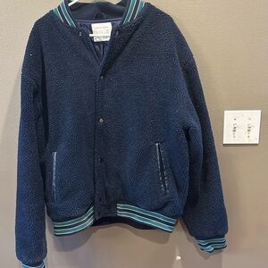 Urban outfitters navy sherpa varsity jacket size XL